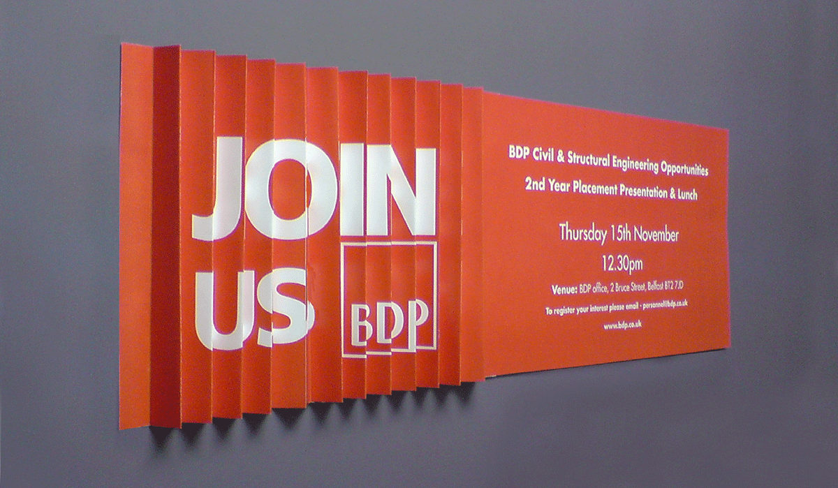 BDP, Join Us, Student recruitment campaign posters in 3D.