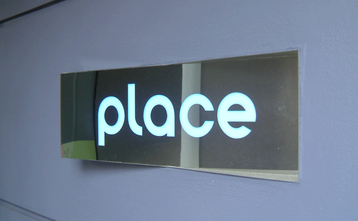 PLACE entrance internally illuminated sign