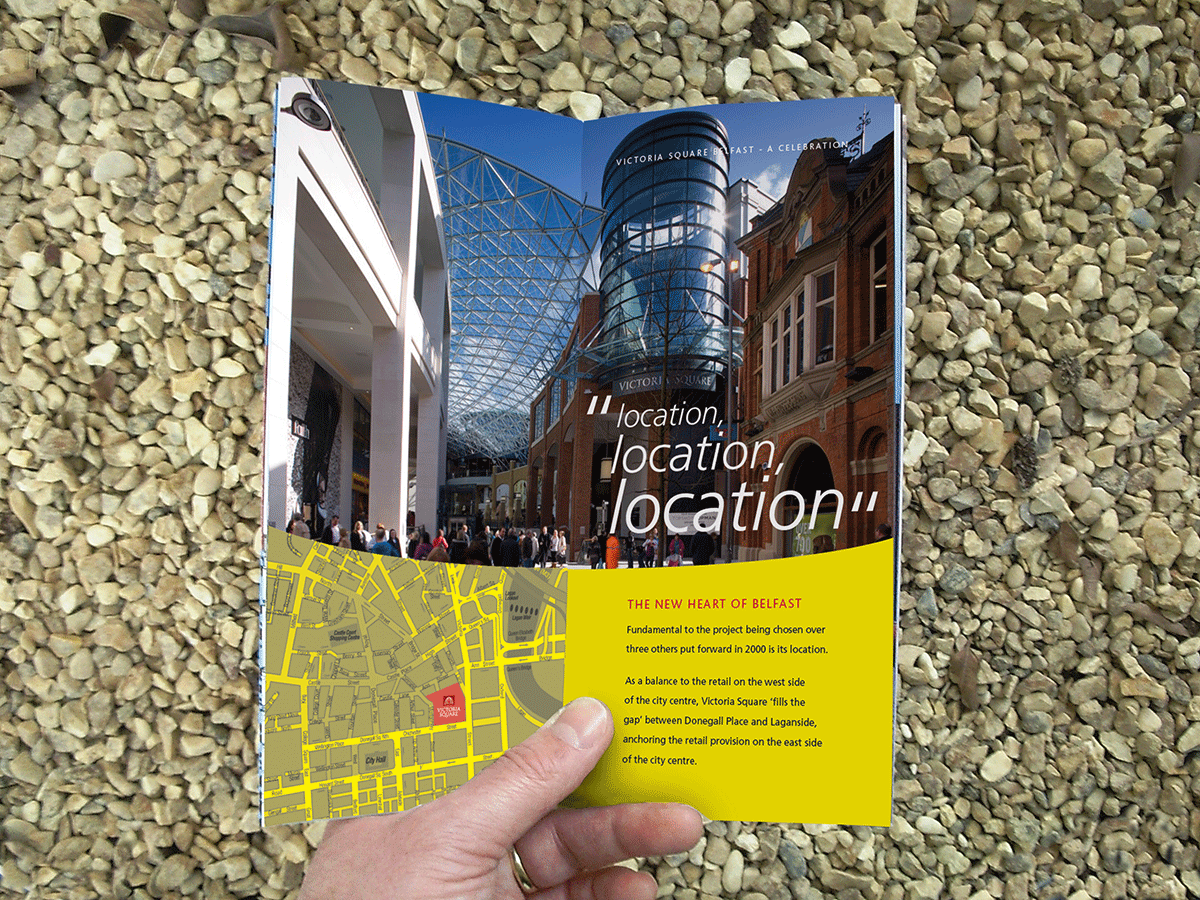 BDP Victoria Square opening event, promotional literature double page spread